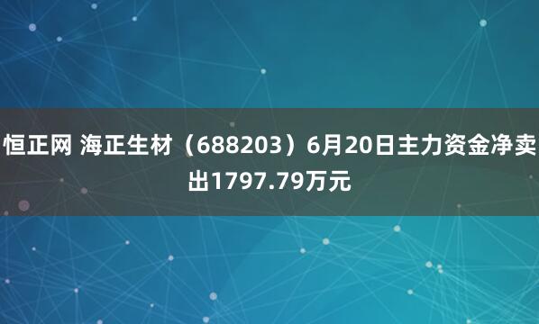 恒正网 海正生材（688203）6月20日主力资金净卖出1797.79万元